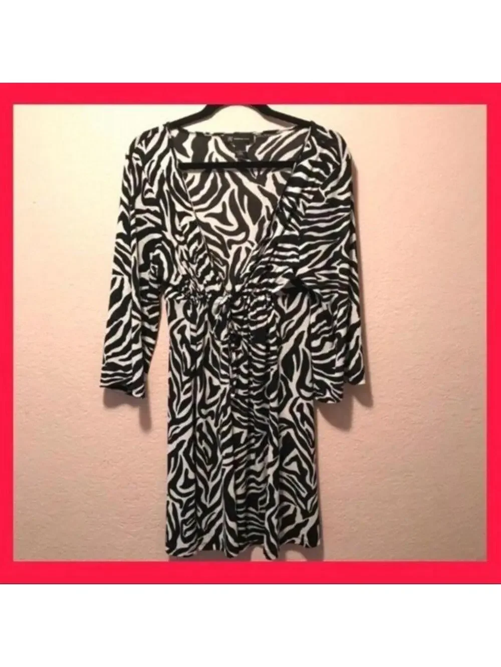 Inc Black and White Zebra Print Dress with 3/4‎ Sleeves